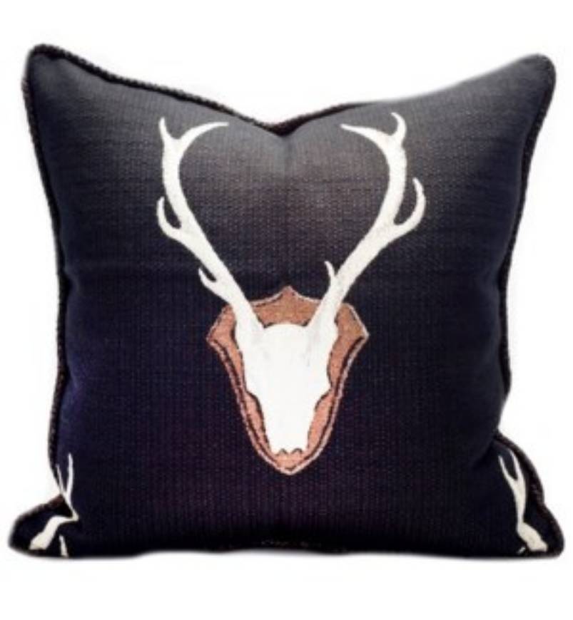 Picture of Oh Deer Black Pillow - 22" x 22"