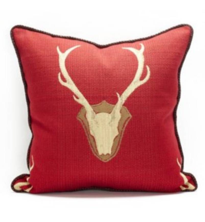 Picture of Oh Deer Red Pillow - 22" x 22"