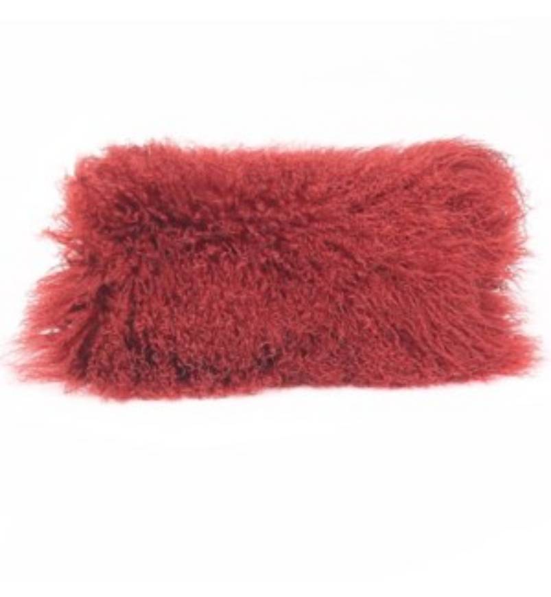 Picture of Tibetan Lamb Red Pillow - 10"x 18"