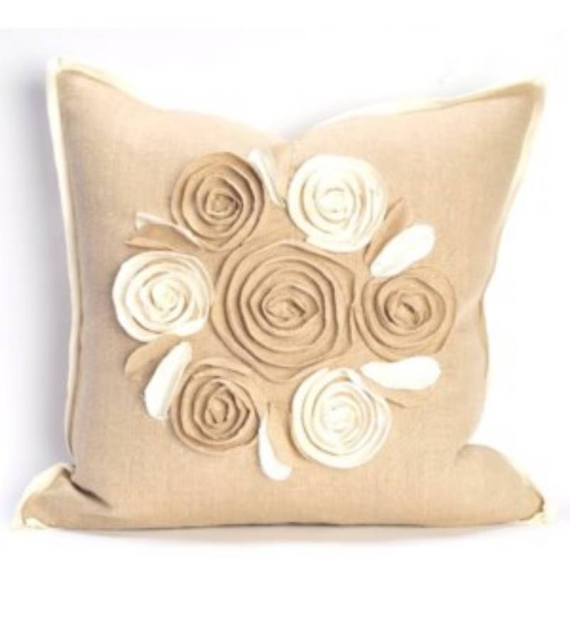 Picture of Churchill Linen - Rose Pillow - Flax/Ivory  -  22" x 22"